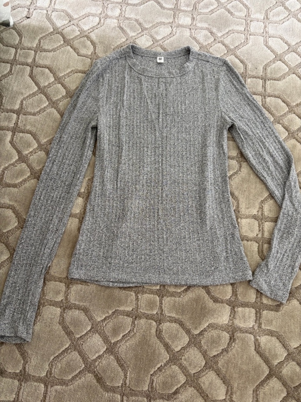 bp Ribbed Long-Sleeve Crew Neck Top - Gray